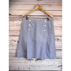 Talbots Blue‎ Sailor Cotton Skirt 14 Pleats Pockets Preppy Clean Timeless